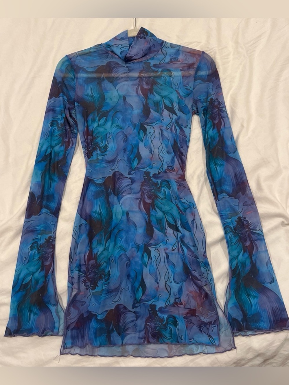 Women’s Mesh Long Sleeve Dress Blue & Purple